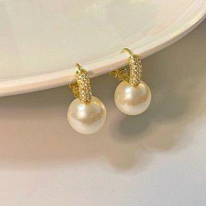 Retro High Sense French Romantic Pearl Pendant Earrings